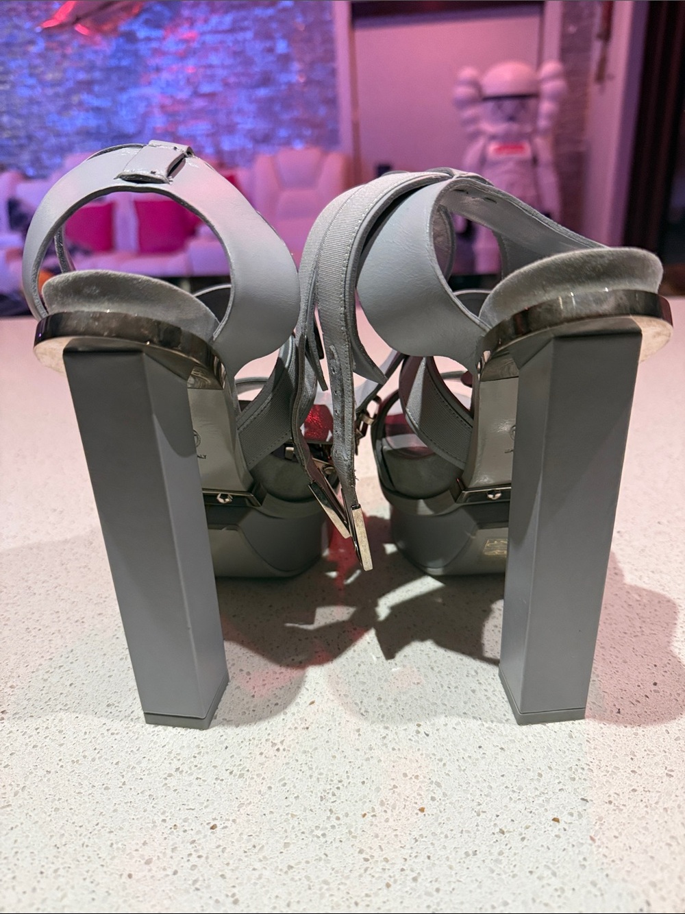 Versace platform Women’s Gray Strappy heels with Buckle Detail - Picture 3 of 5